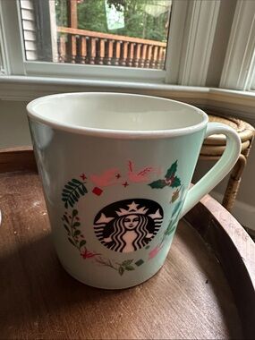 Starbucks Mint Green Ceramic Holiday Mug with Wreath Motif 2019